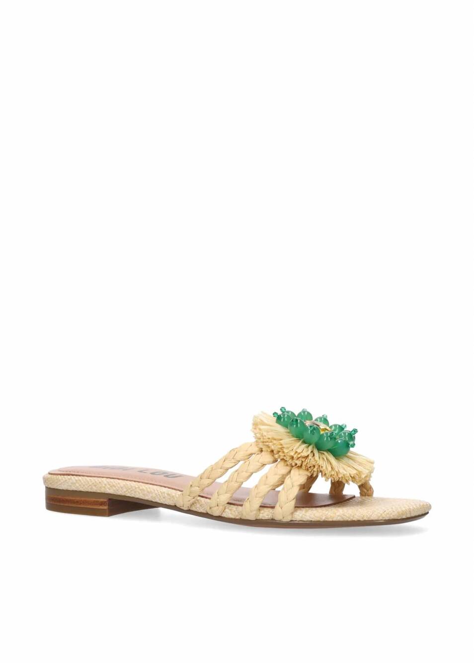 NEW BIBI LOU women's vavin flower slide in natural